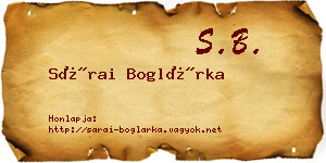 Sárai Boglárka névjegykártya